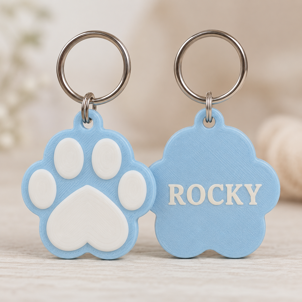 Personalised Paw Keychain with Optional NFC Tag | Custom Pet Name Keyring | Name tag