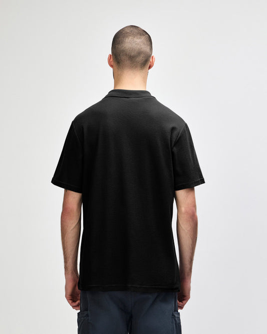 Custom black polo shirt printed with your logo, view 2