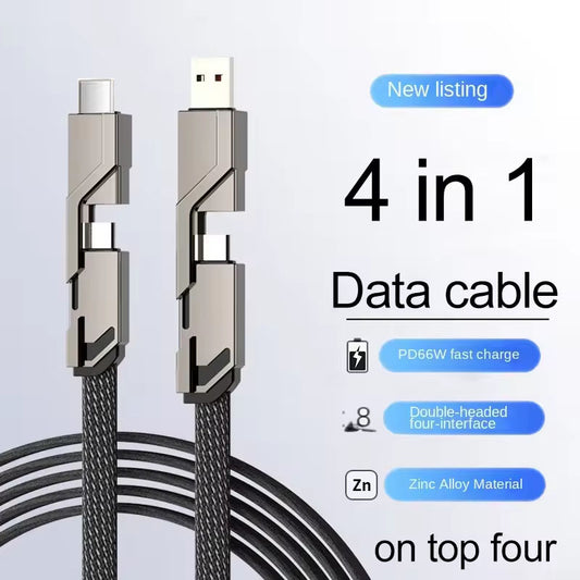 4 in 1 Usb Cable 3A Fast Charging Data Cable Zinc Alloy Usb C to C PD 65W Super Fast Charger Cable (1m/2m)