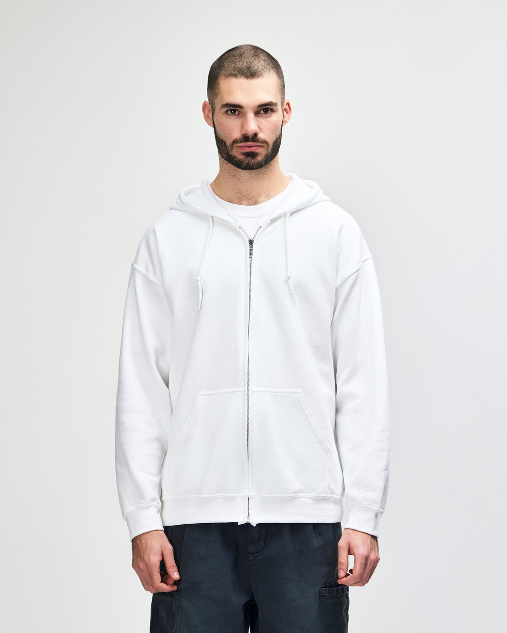 gildan-18600-gildan-heavy-blend-adult-full-zip-hooded-sweatshirt - White front
