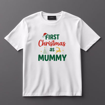 First Christmas Family T-Shirts & Baby Onesies – Matching Xmas Outfit | Mummy, Daddy, Big Sis, Big Bro, Aunt, Baby – O’Mango