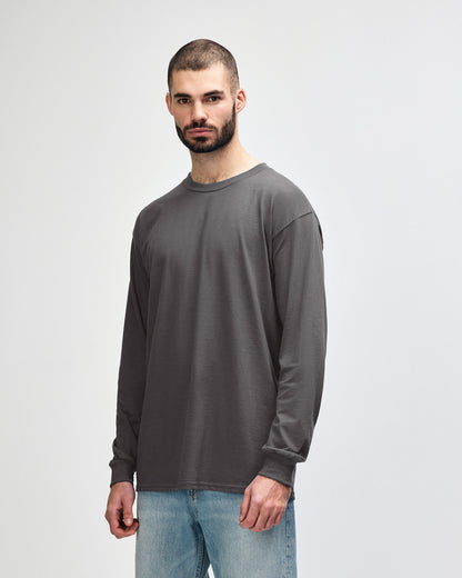 gildan-2400-gildan-ultra-cotton-adult-long-sleeve-t-shirt - Charcoal side