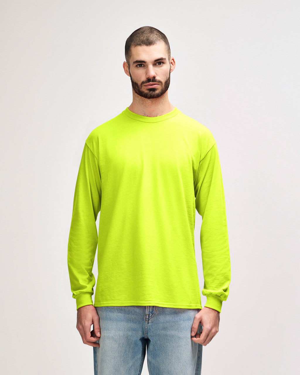 gildan-2400-gildan-ultra-cotton-adult-long-sleeve-t-shirt - Safety Green front