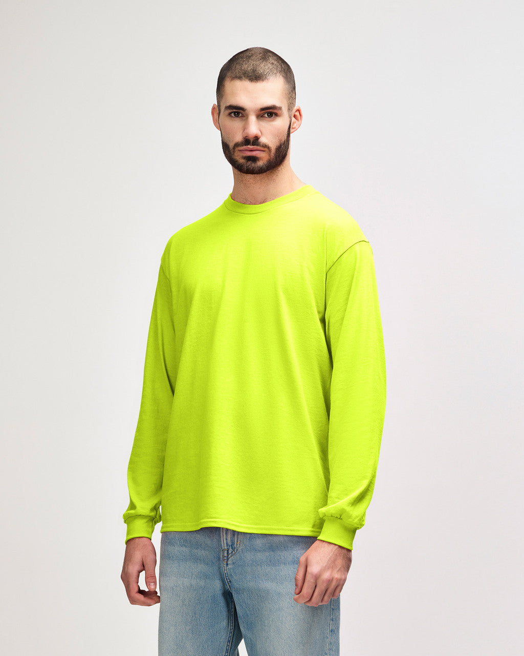 gildan-2400-gildan-ultra-cotton-adult-long-sleeve-t-shirt - Safety Green side