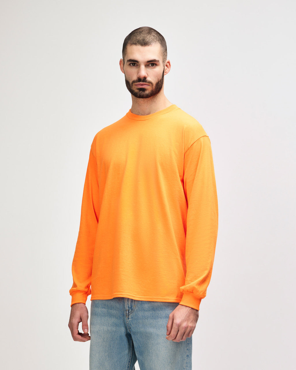 gildan-2400-gildan-ultra-cotton-adult-long-sleeve-t-shirt - Safety Orange side