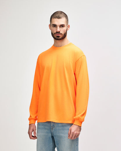 gildan-2400-gildan-ultra-cotton-adult-long-sleeve-t-shirt - Safety Orange side
