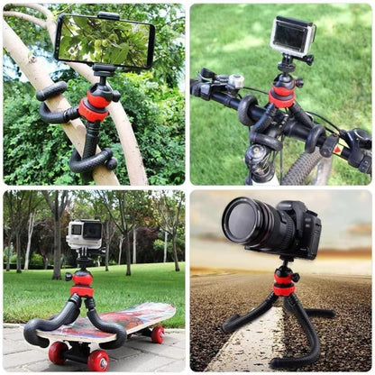 Flexible Mini Octopus Tripod, Portable Phone Holder with Ball Head, Black and Red