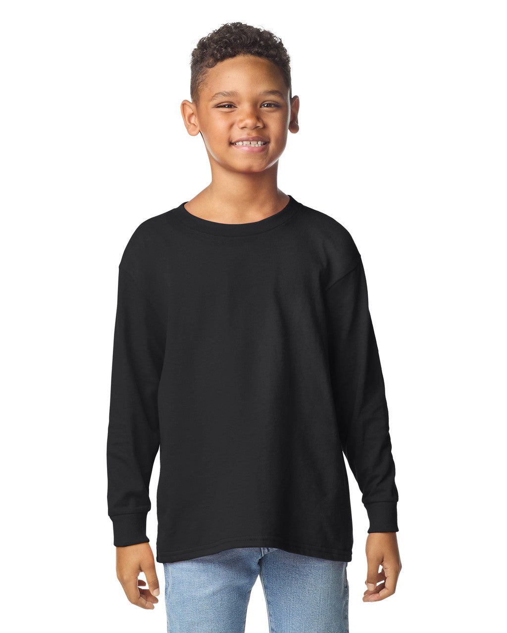 Gildan 5400B Gildan Heavy Cotton Youth Long Sleeve T-shirt - Black front
