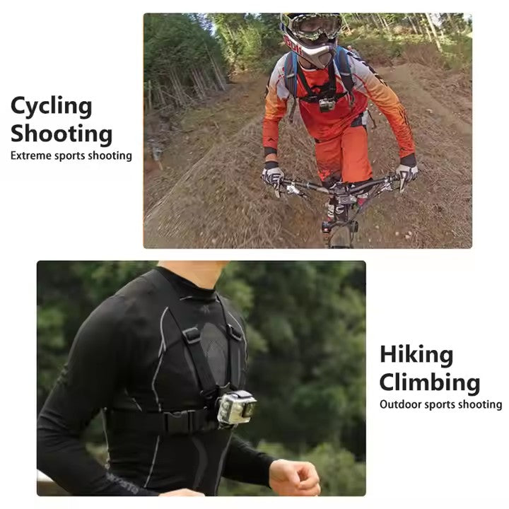 Action Camera Chest Mount Harness Kit with Phone Mount, Universal Compatibility for GoPro, SJCAM, DJI OSMO