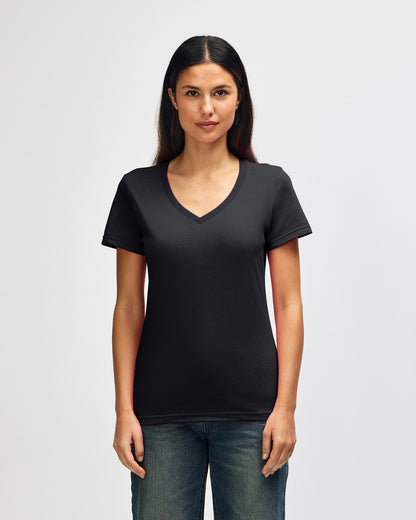 Gildan 64V00L Gildan Softstyle Ladies' V-Neck T-Shirt - Black front