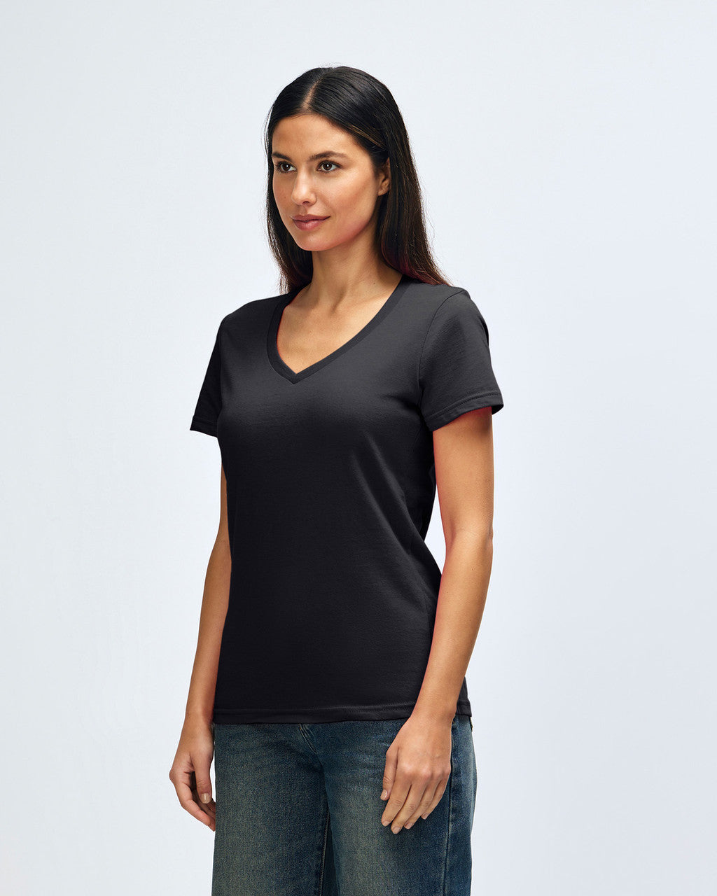 gildan-64v00l-gildan-softstyle-ladies-v-neck-t-shirt - Black side