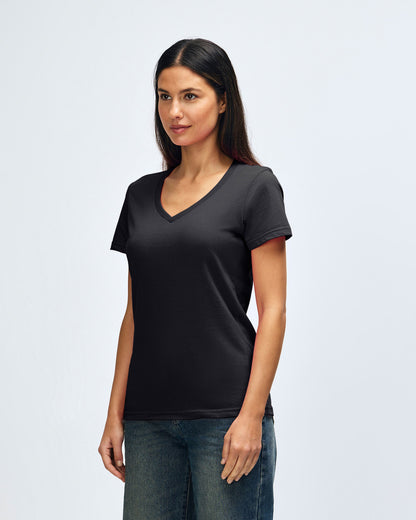 gildan-64v00l-gildan-softstyle-ladies-v-neck-t-shirt - Black side