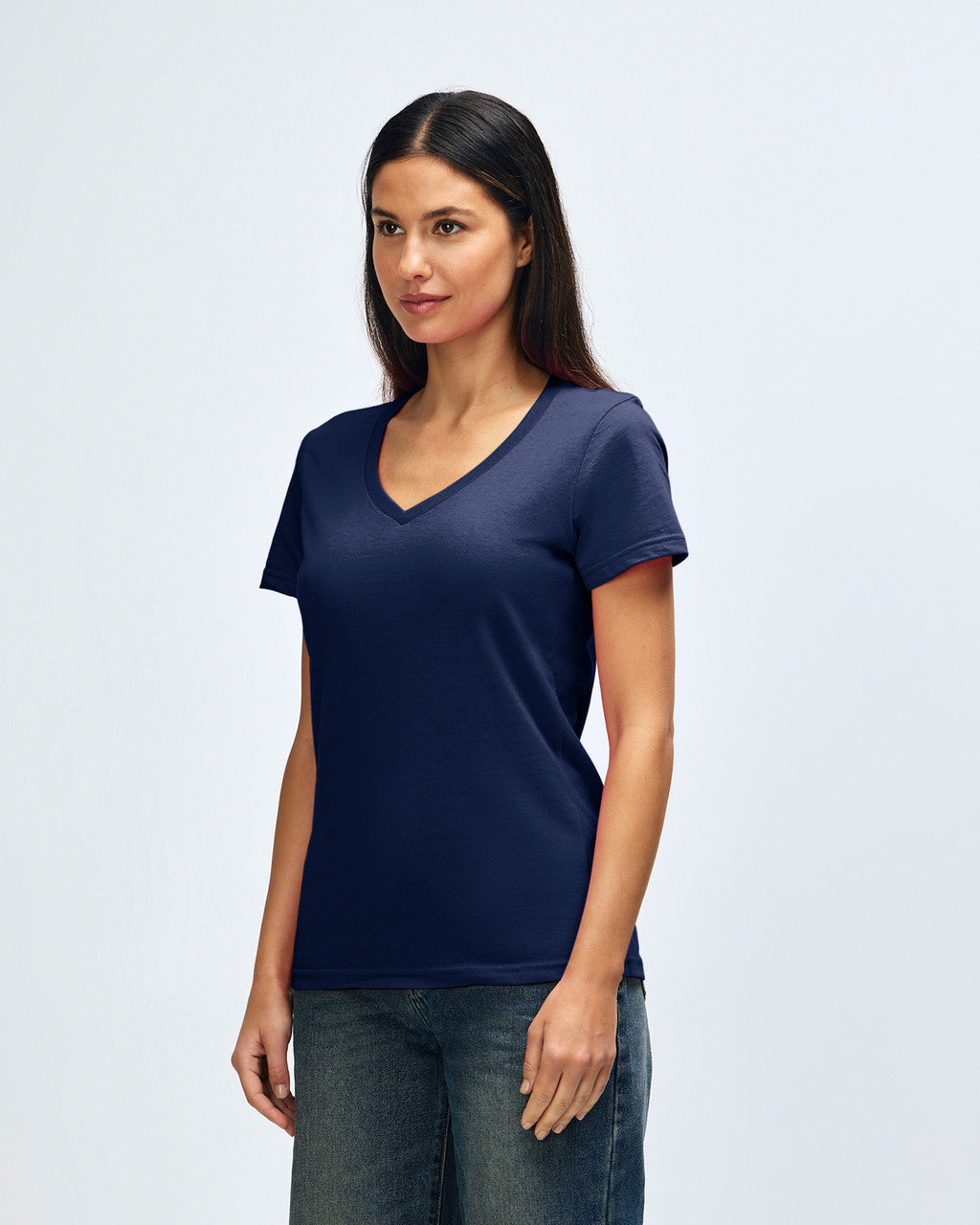 gildan-64v00l-gildan-softstyle-ladies-v-neck-t-shirt - Navy side