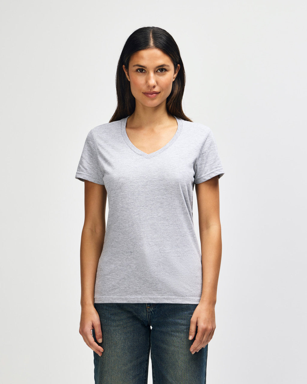 gildan-64v00l-gildan-softstyle-ladies-v-neck-t-shirt - Sport Grey front
