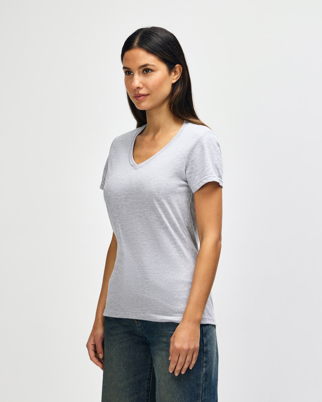 gildan-64v00l-gildan-softstyle-ladies-v-neck-t-shirt - Sport Grey side