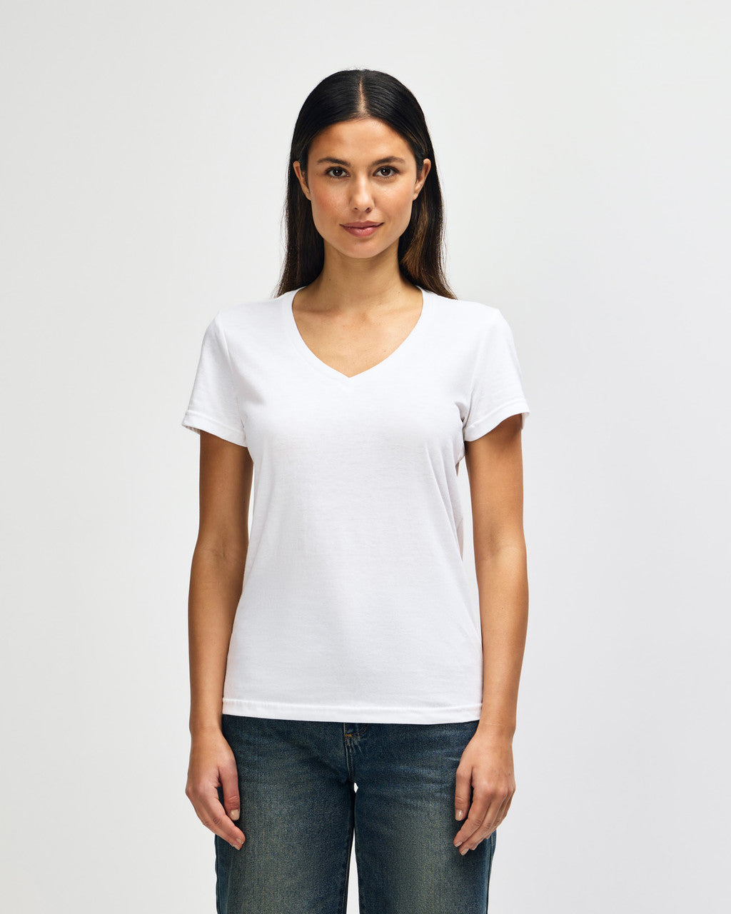 gildan-64v00l-gildan-softstyle-ladies-v-neck-t-shirt - White front