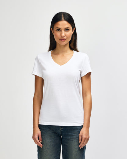 gildan-64v00l-gildan-softstyle-ladies-v-neck-t-shirt - White front