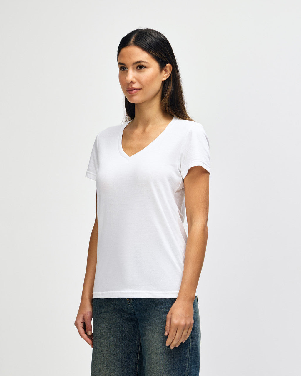 gildan-64v00l-gildan-softstyle-ladies-v-neck-t-shirt - White side