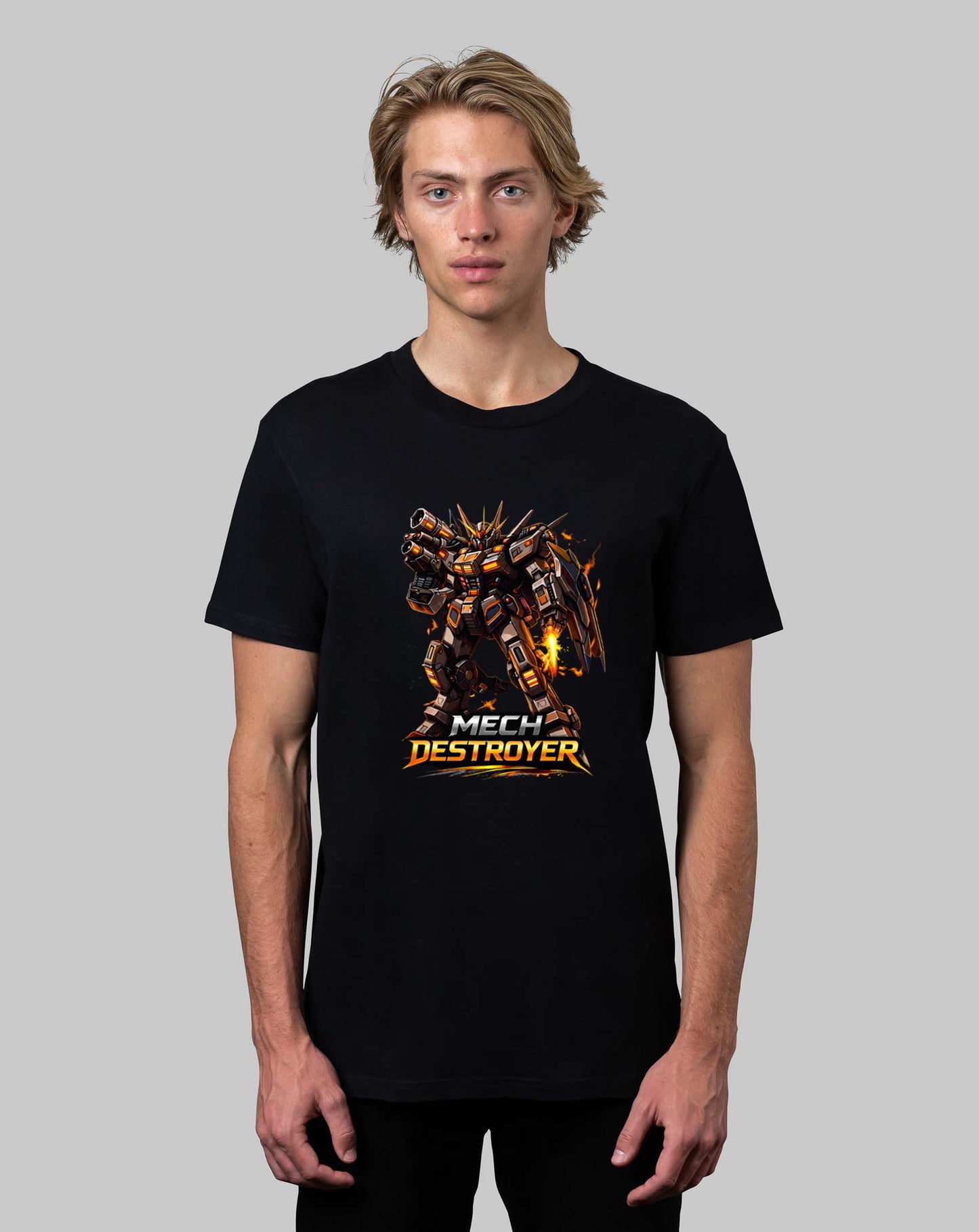 Futuristic Mech Robot T-Shirt – Mech Warrior / Defender / Striker / Destroyer | Anime Style Mecha Graphic Tee | Premium Cotton Unisex Shirt