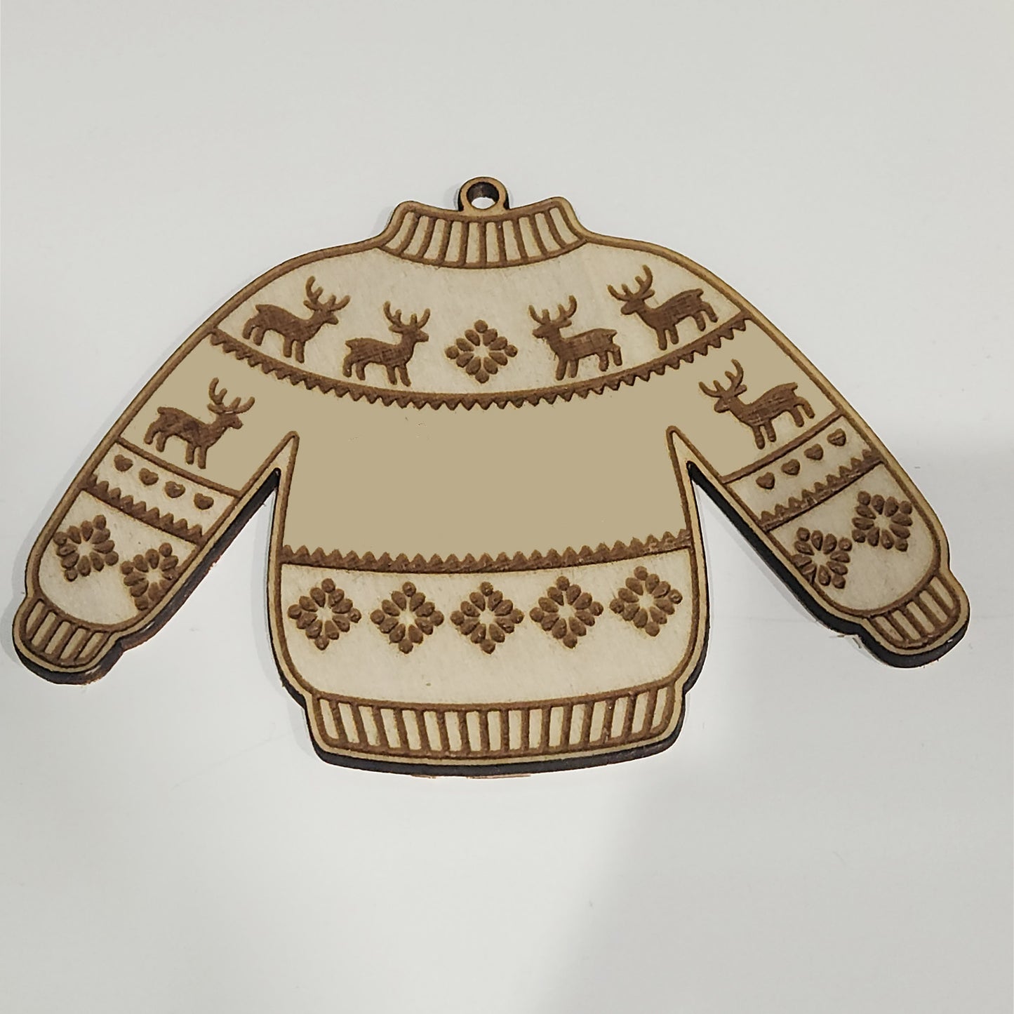 Personalised Wooden Christmas Ornament – Custom Name Sweater Design (9cm)