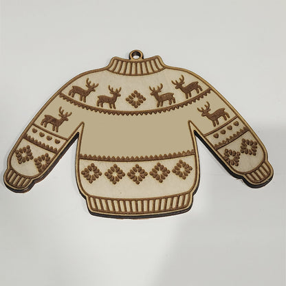 Personalised Wooden Christmas Ornament – Custom Name Sweater Design (9cm)