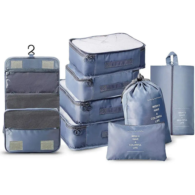 8-Piece Travel Packing Cube Set, Luggage Organiser with Shoe Bags