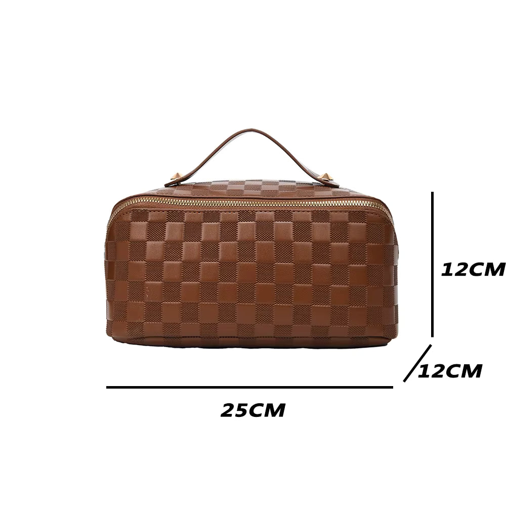 Large Capacity Makeup Bag, Leather Cosmetic Bag for Travel, Multifunctional Travel Makeup Bag, Waterproof Toiletry Bag Women Cosmetic Organizer Storage Bag for Cosmetics Toiletries