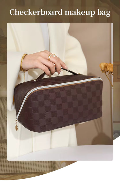 Large Capacity Makeup Bag, Leather Cosmetic Bag for Travel, Multifunctional Travel Makeup Bag, Waterproof Toiletry Bag Women Cosmetic Organizer Storage Bag for Cosmetics Toiletries