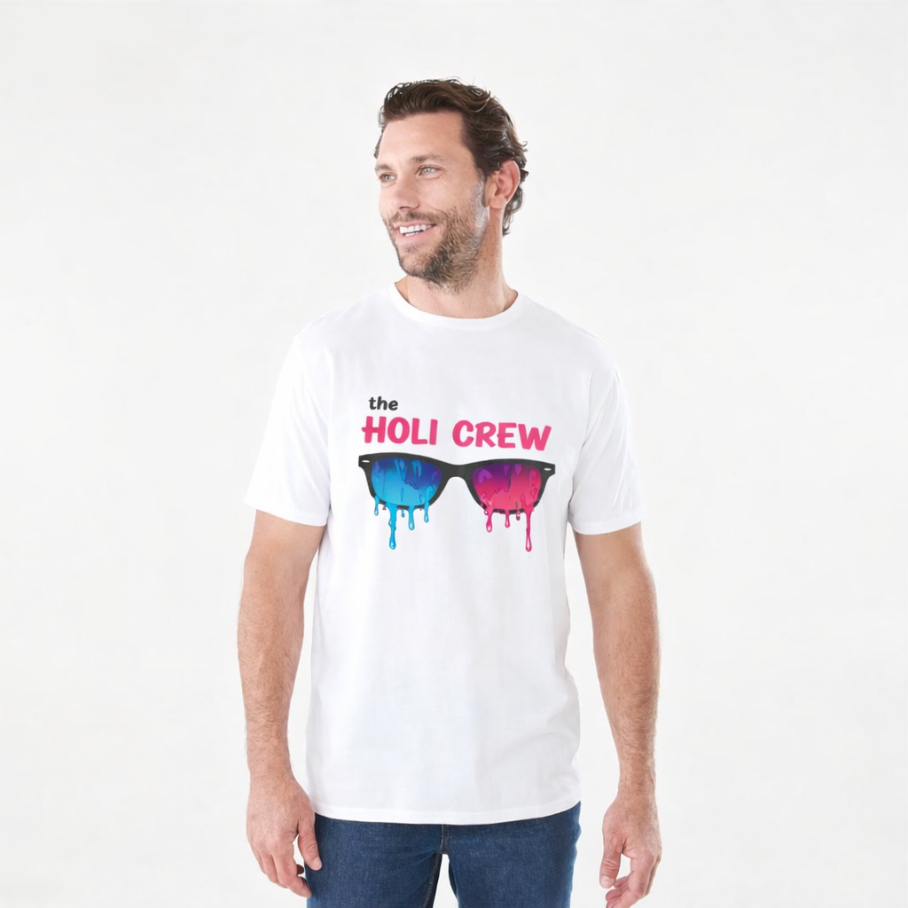 Happy Holi Crew Matching Family T-Shirt – Colourful Holi Festival Outfit for Adults and Kids, Perfect for Celebrations