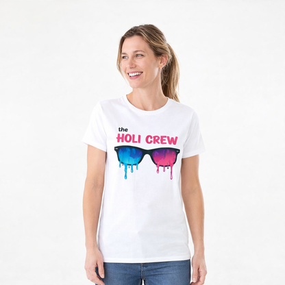 Happy Holi Crew Matching Family T-Shirt – Colourful Holi Festival Outfit for Adults and Kids, Perfect for Celebrations