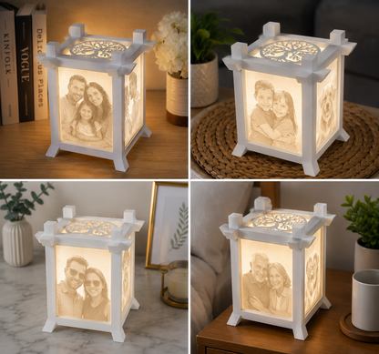 Personalized Photo Lamp | Custom 4-Photo Night Light | LED Family Memory Lantern | 3D Printed Gift | Tree of Life Lamp
