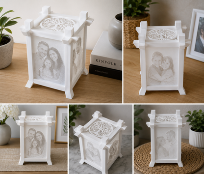 Personalized Photo Lamp | Custom 4-Photo Night Light | LED Family Memory Lantern | 3D Printed Gift | Tree of Life Lamp