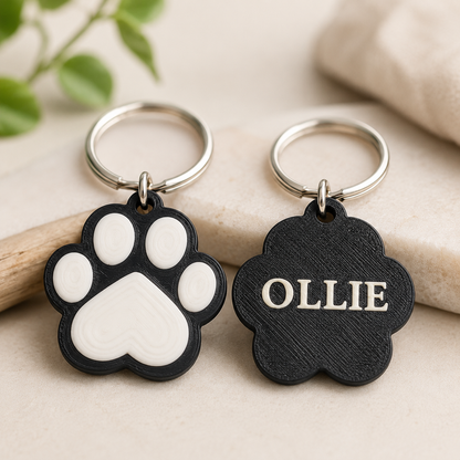 Personalised Paw Keychain with Optional NFC Tag | Custom Pet Name Keyring | Name tag