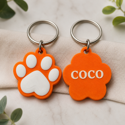 Personalised Paw Keychain with Optional NFC Tag | Custom Pet Name Keyring | Name tag