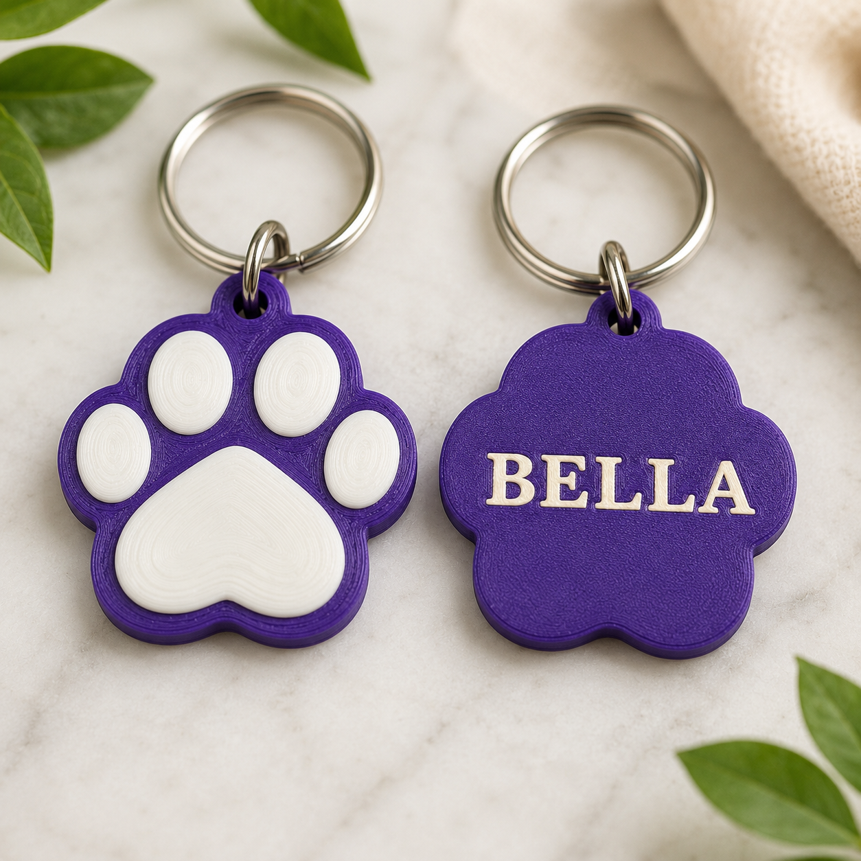 Personalised Paw Keychain with Optional NFC Tag | Custom Pet Name Keyring | Name tag