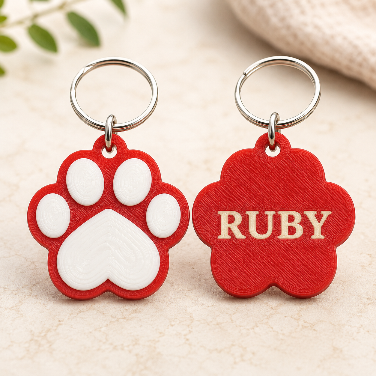Personalised Paw Keychain with Optional NFC Tag | Custom Pet Name Keyring | Name tag