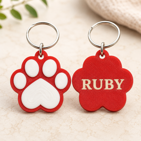 Personalised Paw Keychain with Optional NFC Tag | Custom Pet Name Keyring | Name tag