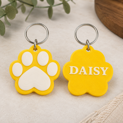 Personalised Paw Keychain with Optional NFC Tag | Custom Pet Name Keyring | Name tag