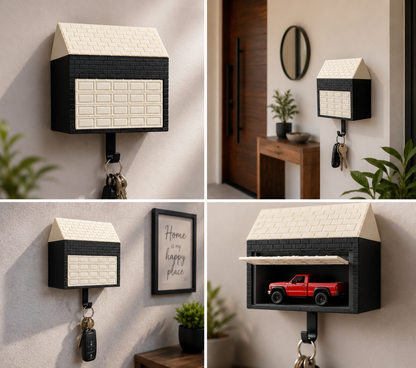 Garage Key Holder with Roof – Wall Mounted Car Key Hanger