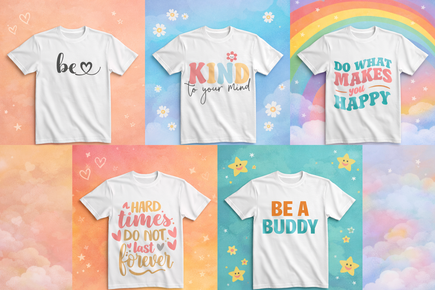 Positive Message Graphic T-Shirt – Be Kind, Be a Buddy & Inspirational Quote Tee | 100% Cotton Comfort Fit Unisex Shirt