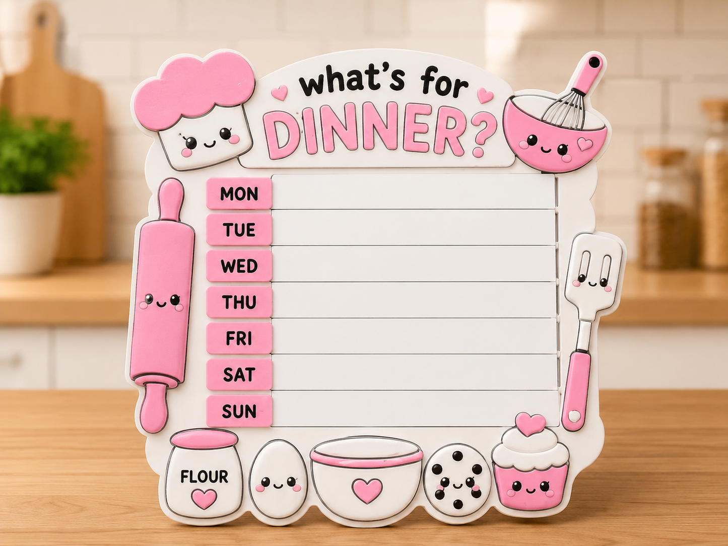 3D Printed Weekly Dinner Planner Board | Reusable Meal Planner