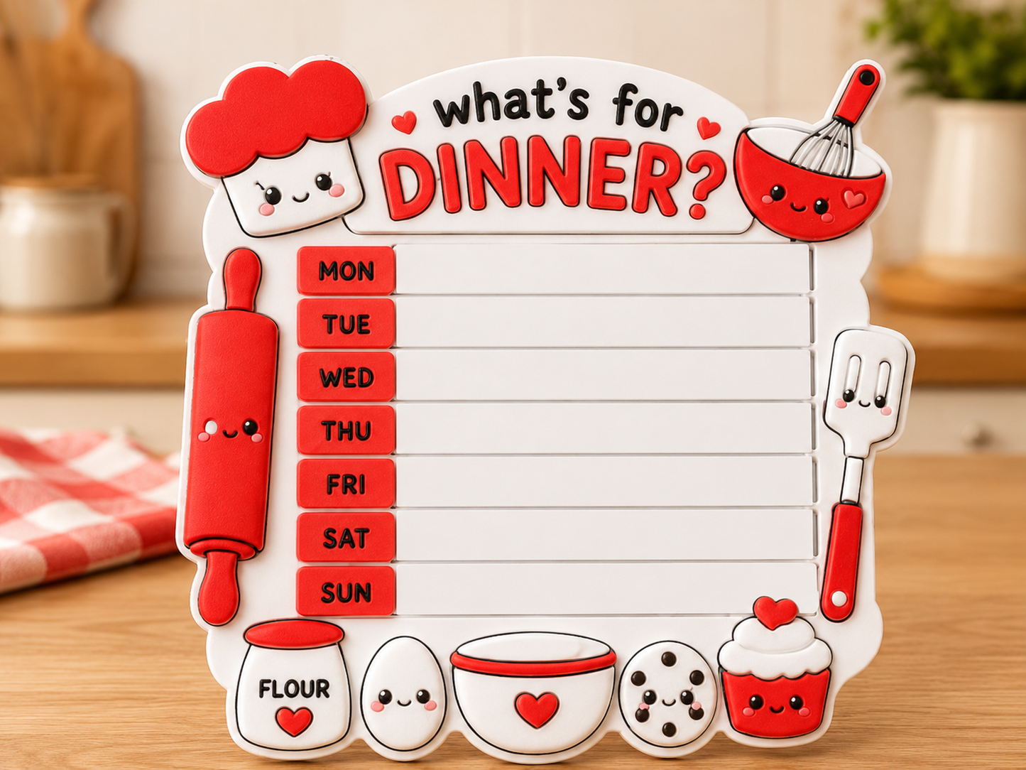 3D Printed Weekly Dinner Planner Board | Reusable Meal Planner