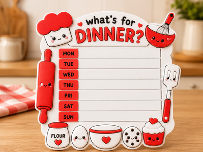 3D Printed Weekly Dinner Planner Board | Reusable Meal Planner