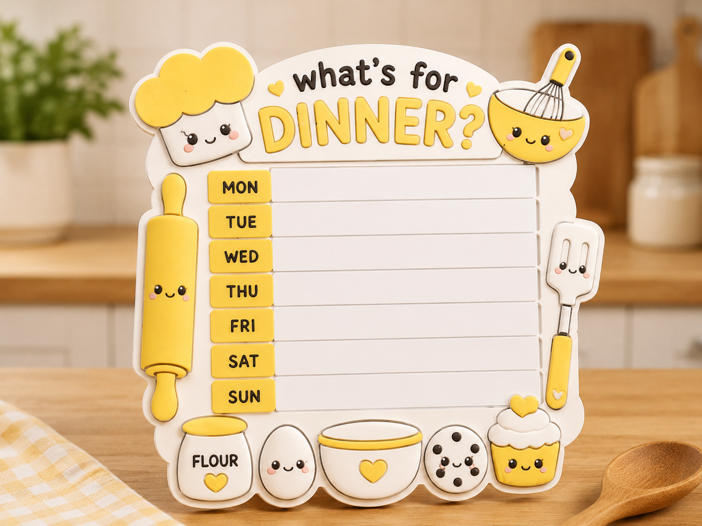 3D Printed Weekly Dinner Planner Board | Reusable Meal Planner