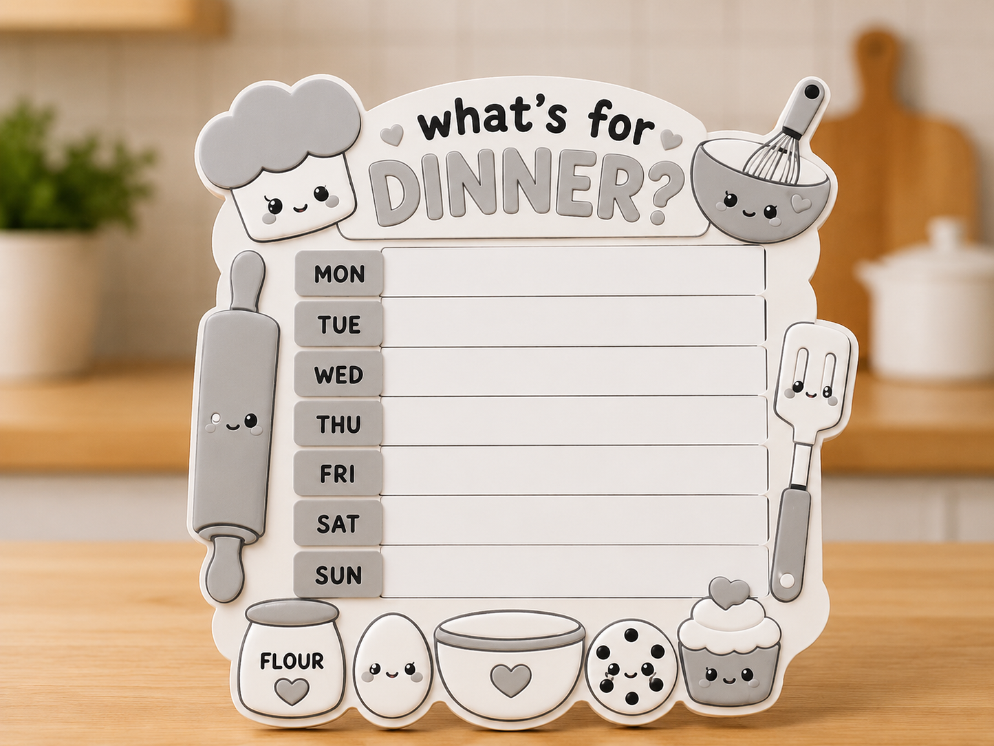 3D Printed Weekly Dinner Planner Board | Reusable Meal Planner