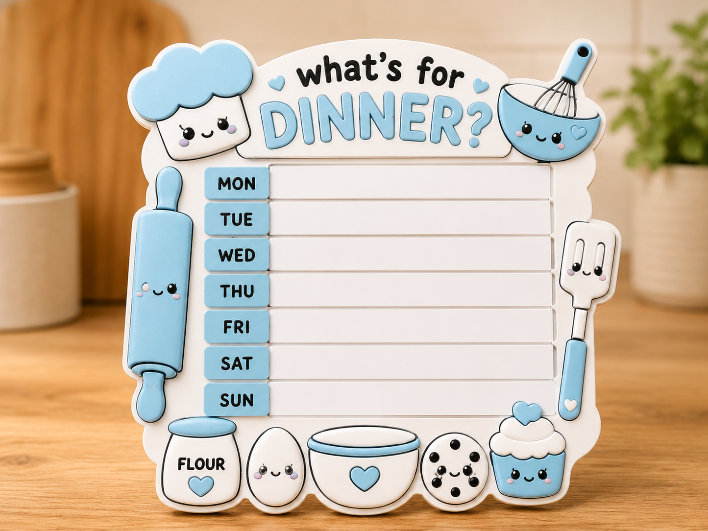 3D Printed Weekly Dinner Planner Board | Reusable Meal Planner