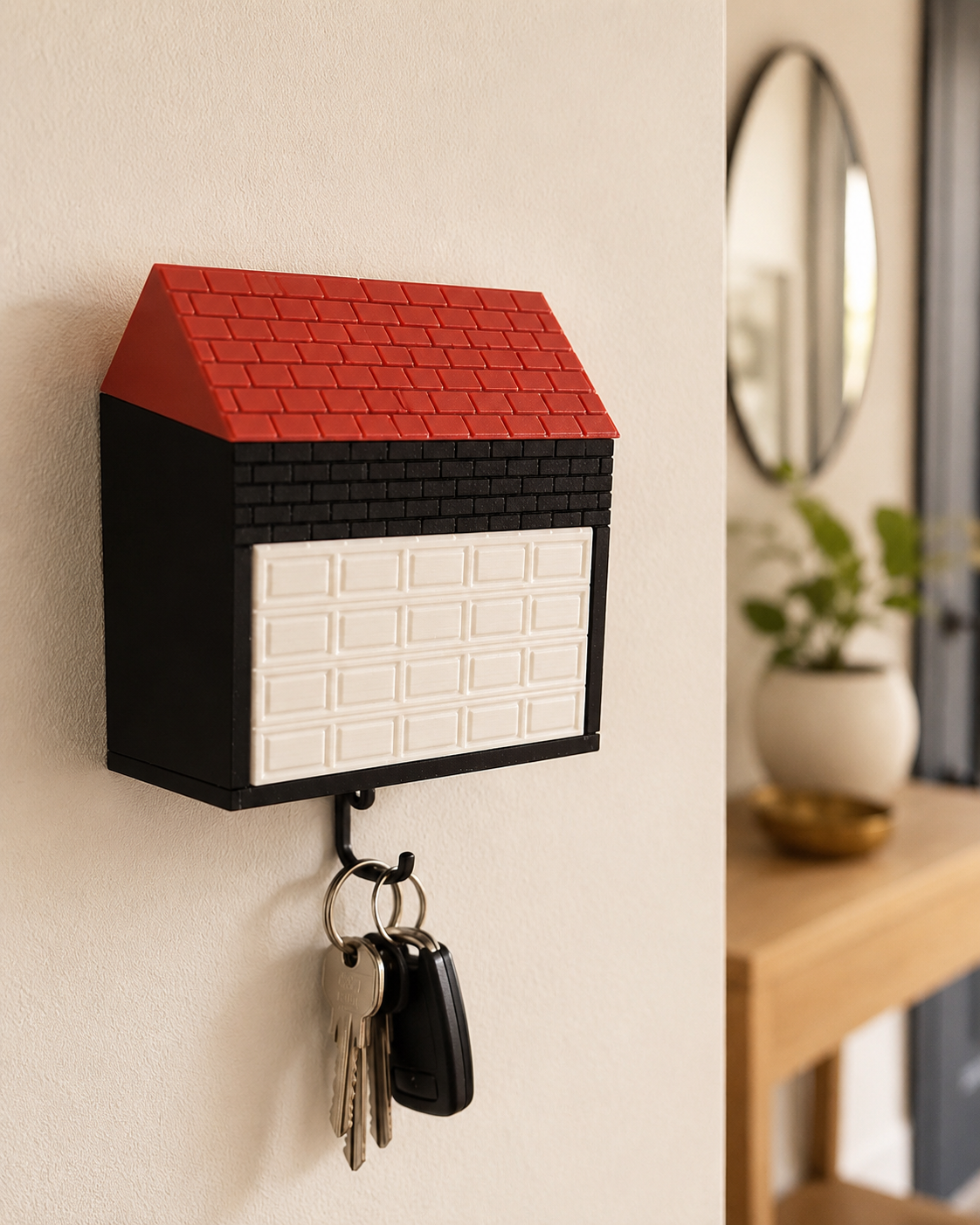 Garage Key Holder with Roof – Wall Mounted Car Key Hanger