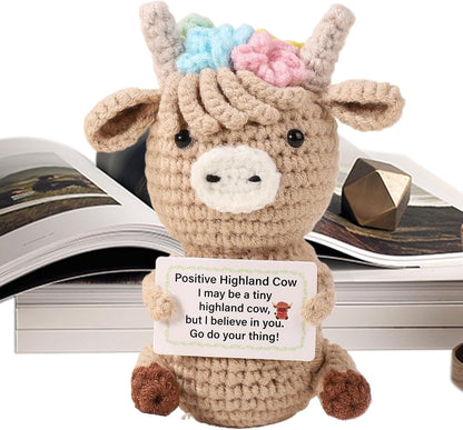 Handmade Crochet Sunflower Emotional Support Plush, Decorative Potted Plant Design with Inspirational Message