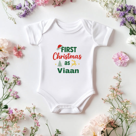 First Christmas Family T-Shirts & Baby Onesies – Matching Xmas Outfit | Mummy, Daddy, Big Sis, Big Bro, Aunt, Baby – O’Mango