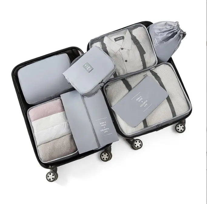 8-Piece Travel Packing Cube Set, Luggage Organiser with Shoe Bags